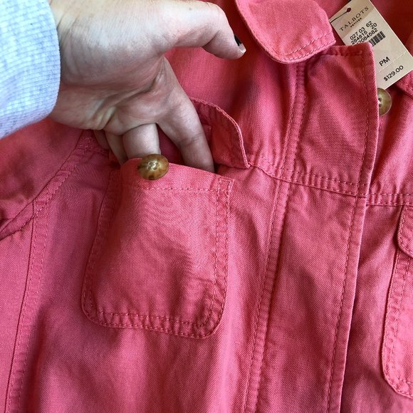 Talbots Petites Safari Jacket Coral Medium NWT - Picture 9 of 13